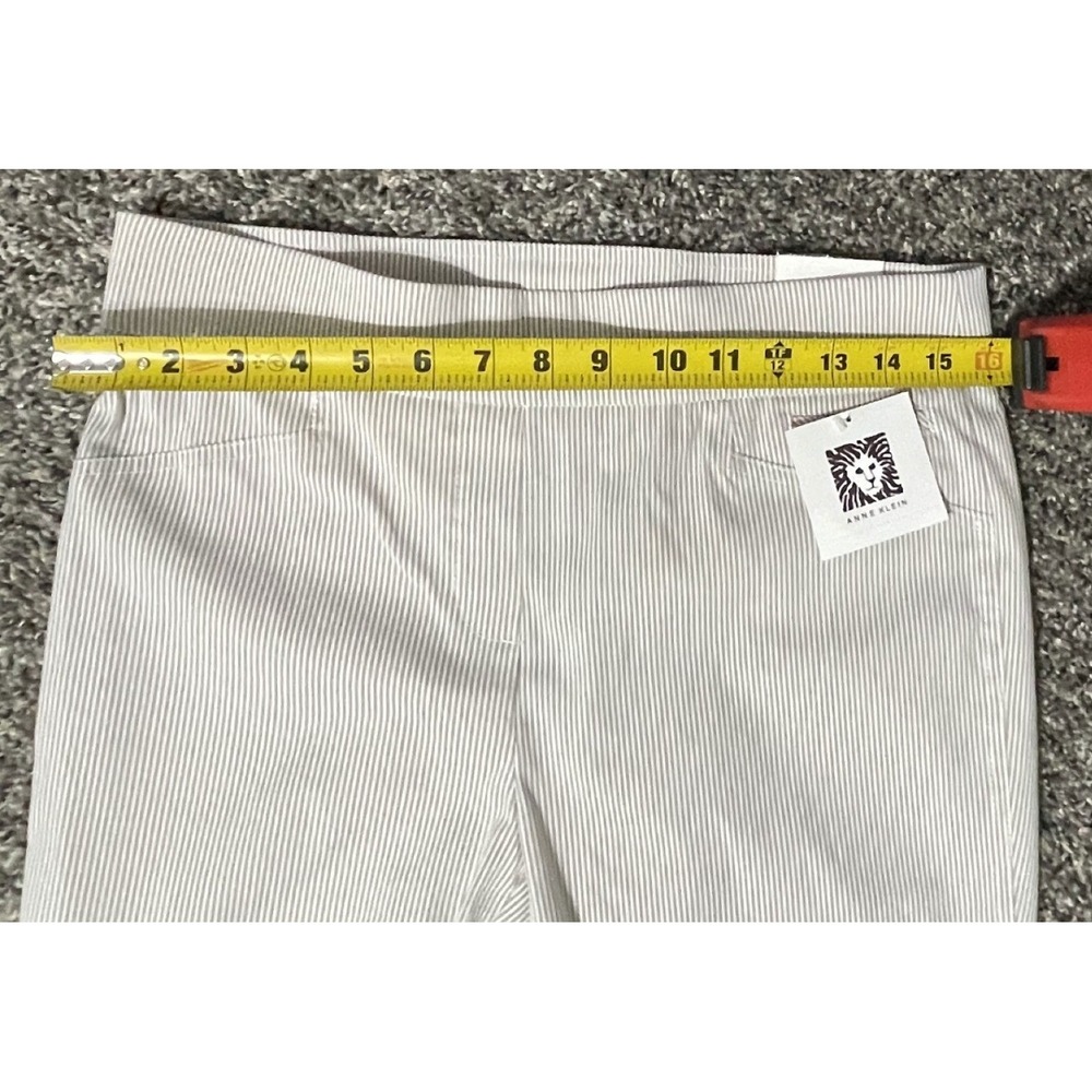 Anne Klein Slim Crop Pants Taupe White Pinstripe Pull On Trousers Size S NEW - Picture 8 of 12